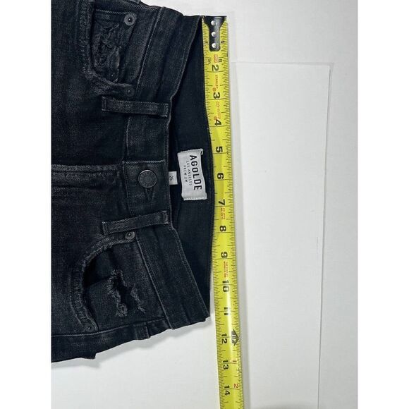 AGOLDE High Rise Black Jeans Crop Distressed Raw Hem Sophie Sz 25 Skinny Grunge - Picture 7 of 13